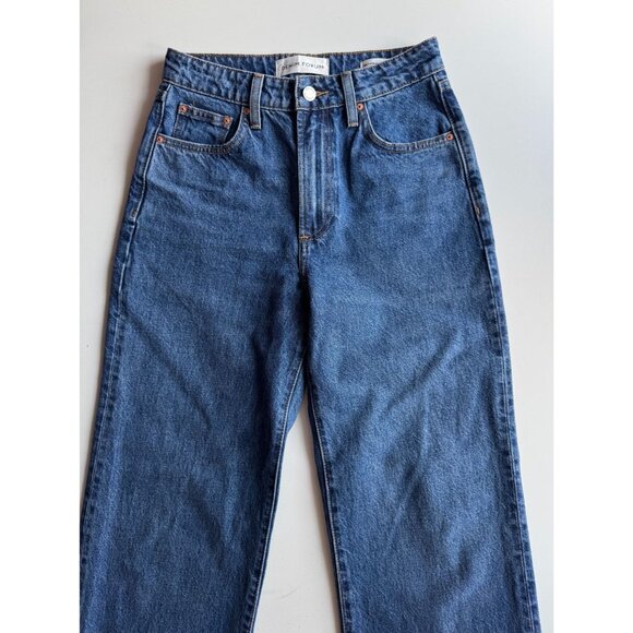 Aritzia DENIM FORUM Farrah Curve Fit High Rise Blue Wide Leg Jeans, Size 25 - Picture 2 of 16